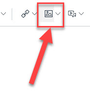 An icon of a photograph is circled in red, and pointed at by a red arrow.